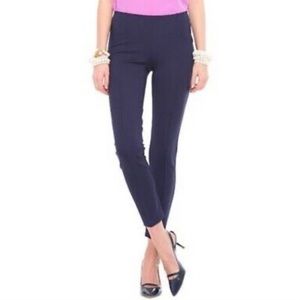EUC Lilly Pulitzer Midnight Navy Blue Travel Pant Size Lg Stretch Straight Leg